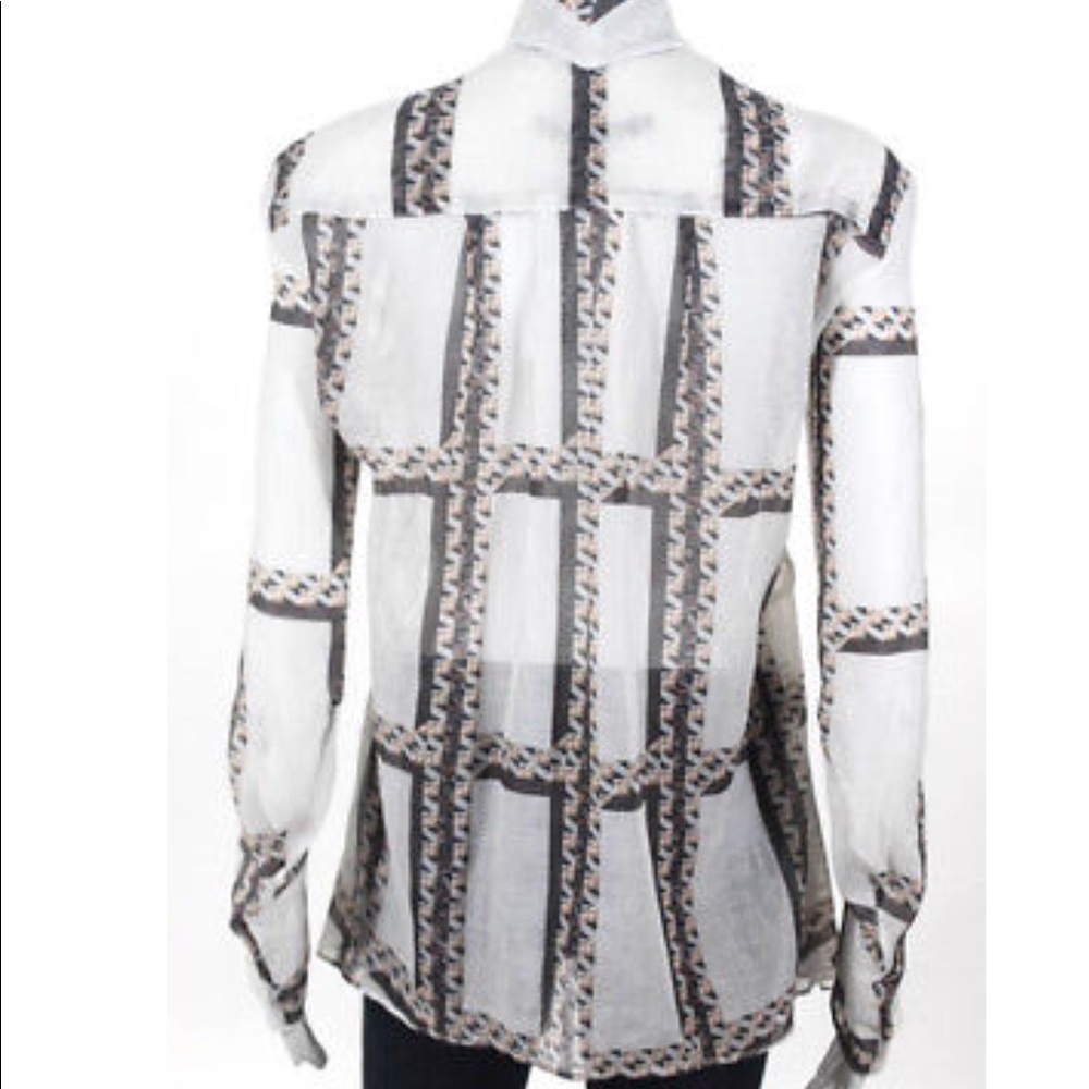 Theyskens Theory Printed Sheer Buttonup Blouse Szs - image 2